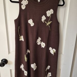 Chic Brown Floral Asymmetrical Dress
